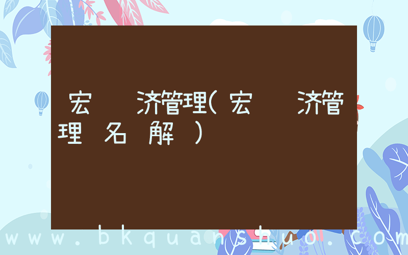 宏观经济管理(宏观经济管理 名词解释)